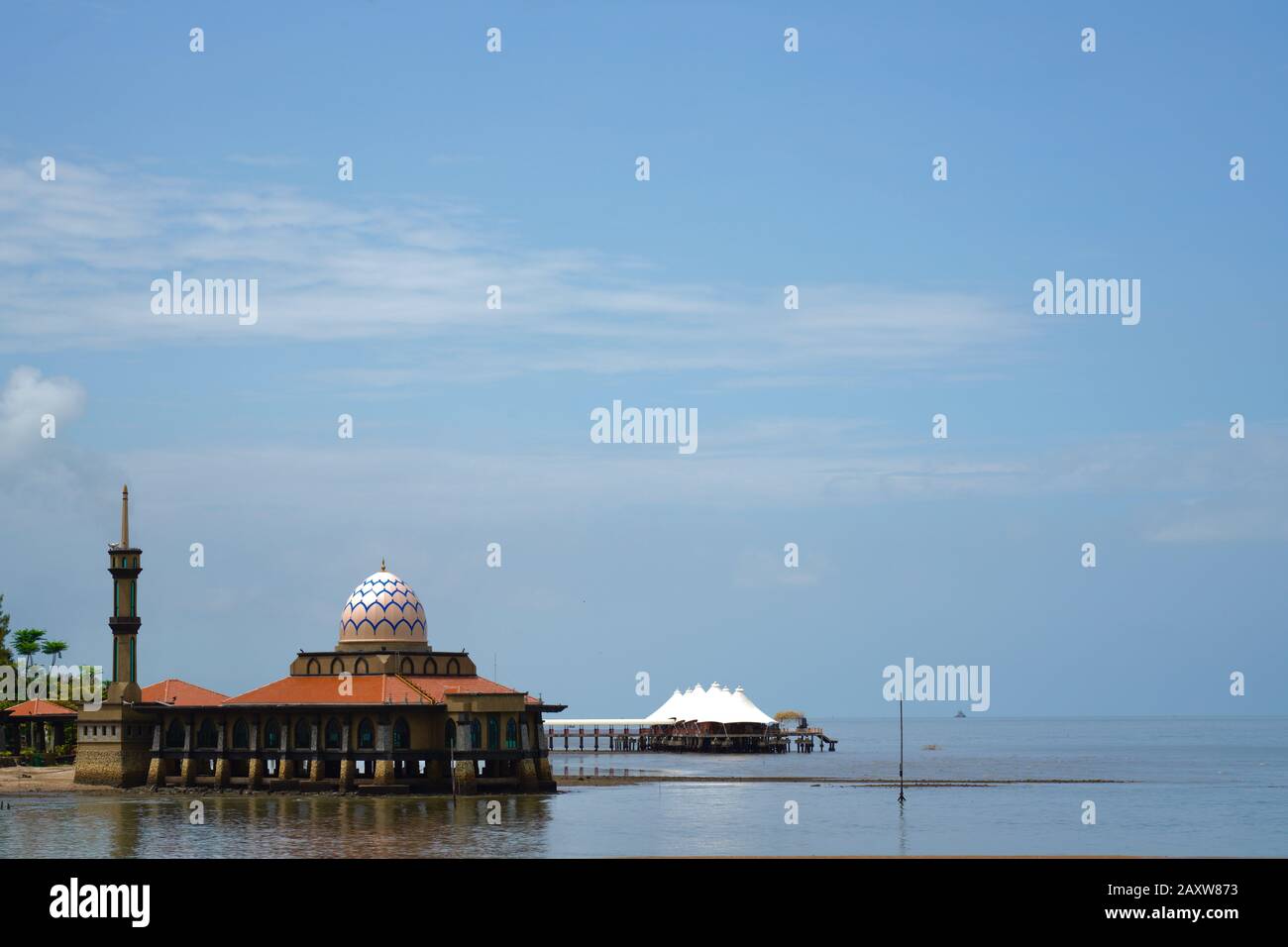 Floating Mosque Masjid Al Hussain Kuala Perlis, Malaysia Stock Photo