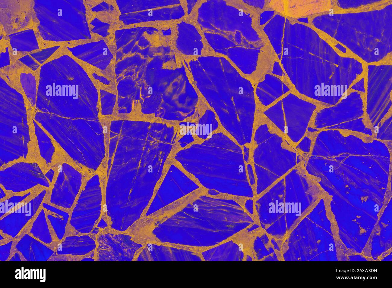 Abstract background with blue patterns and orange bends. Stock Photo