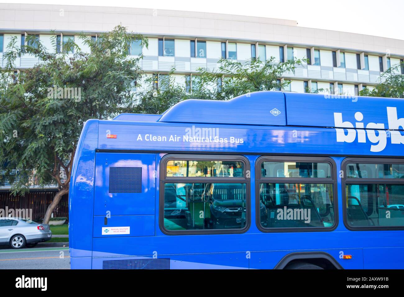 Public city transportation Big blue bus los angeles california Stock Photo Alamy