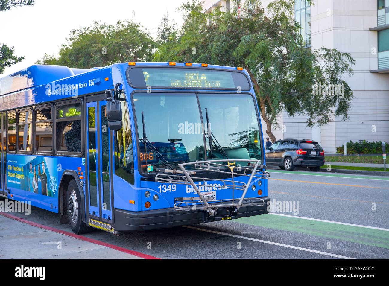 Public city transportation Big blue bus los angeles california Stock