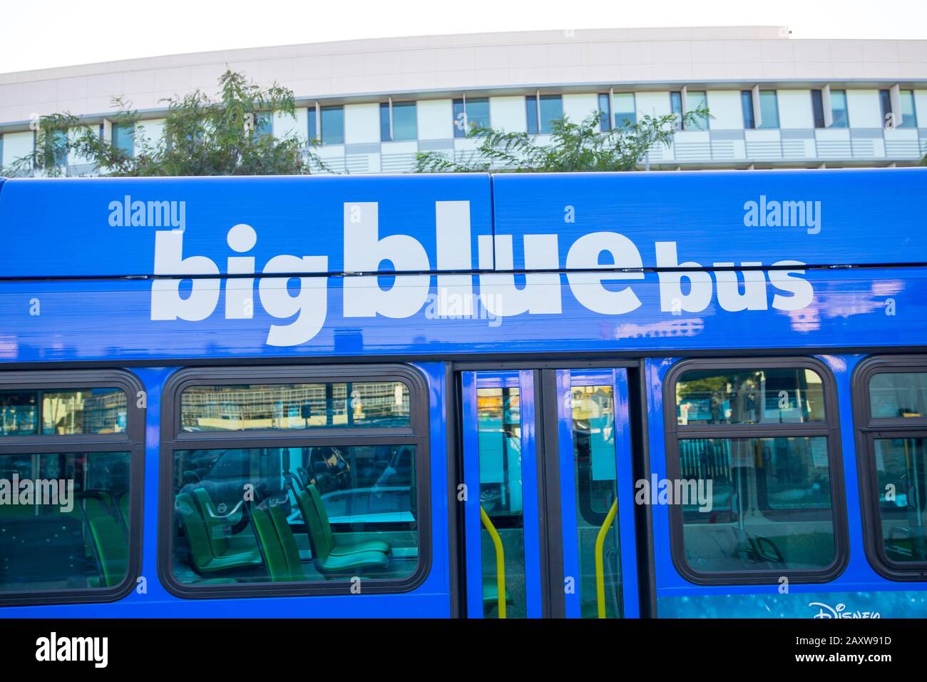 Public city transportation Big blue bus los angeles california Stock Photo Alamy