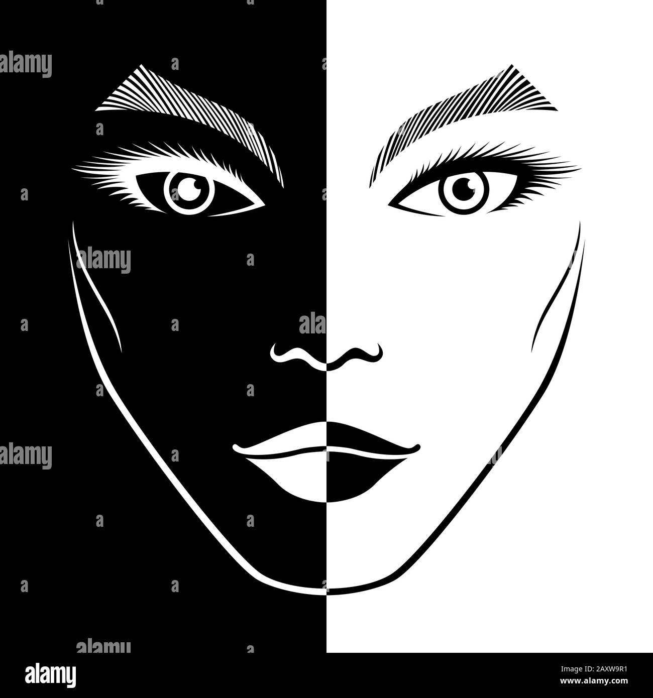 Positive negative space illustration Black and White Stock Photos & Images  - Alamy