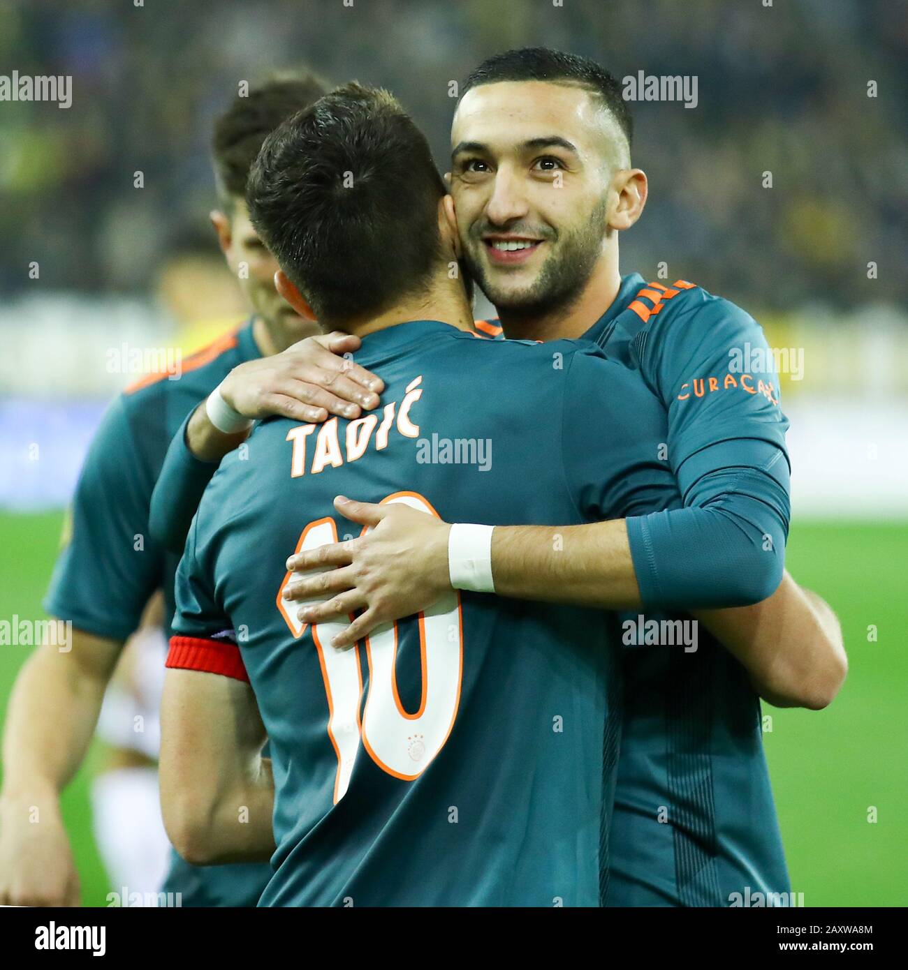 12 february 2020 Arnhem, The Netherlands Soccer Vitesse v Ajax Amsterdam  L-r: Dusan Tadic (captain) of Ajax , Hakim Ziyech of Ajax Stock Photo