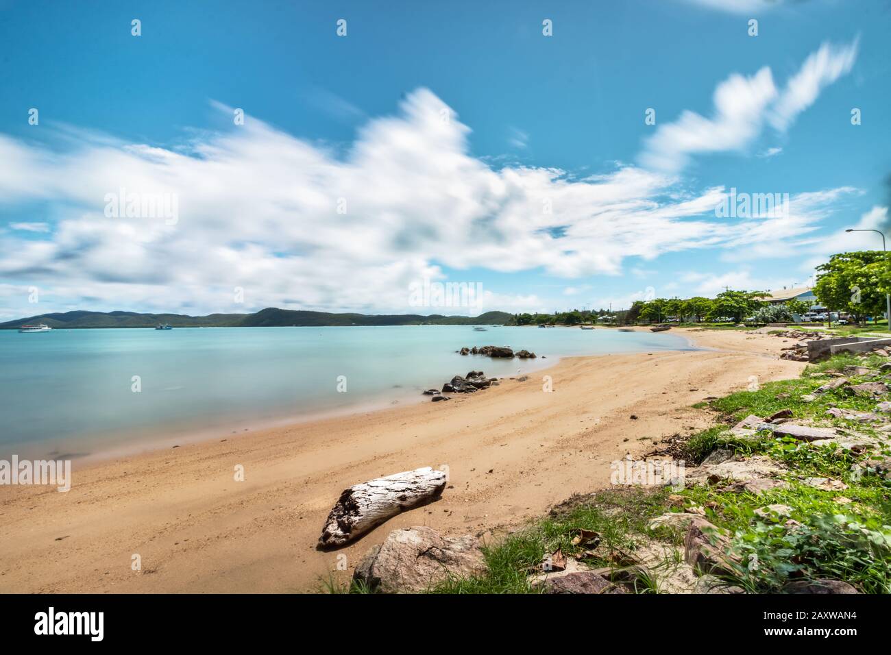 Long exposure at the Natural Harbour and beach in Thursday Island, Australia. Stock Photo