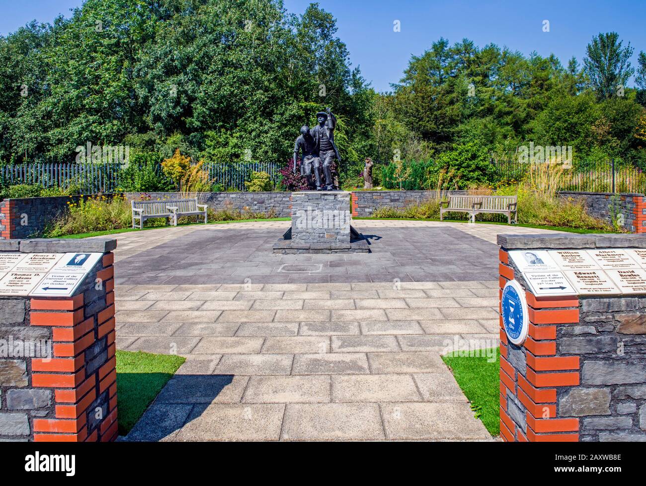 Miners Memorial Garden Senghenydd Aber Valley South Wales on a sunny summer day Stock Photo