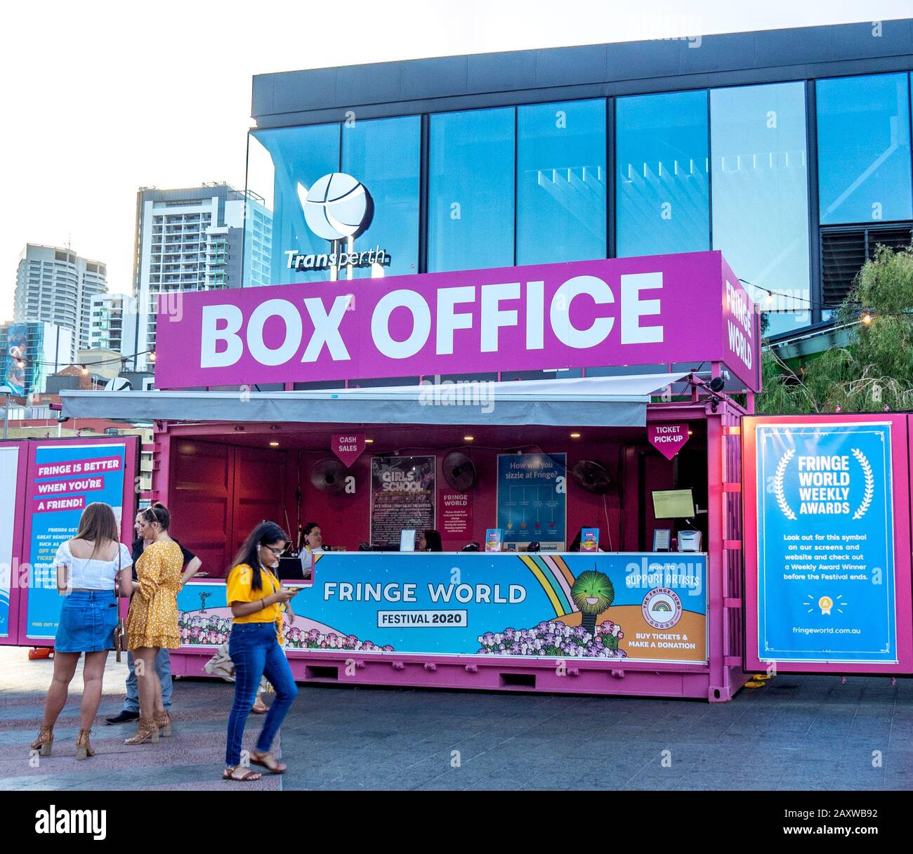 Pop up temporary box office for Fringe World 2020 located in Yagan Square  Perth WA Australia Stock Photo - Alamy