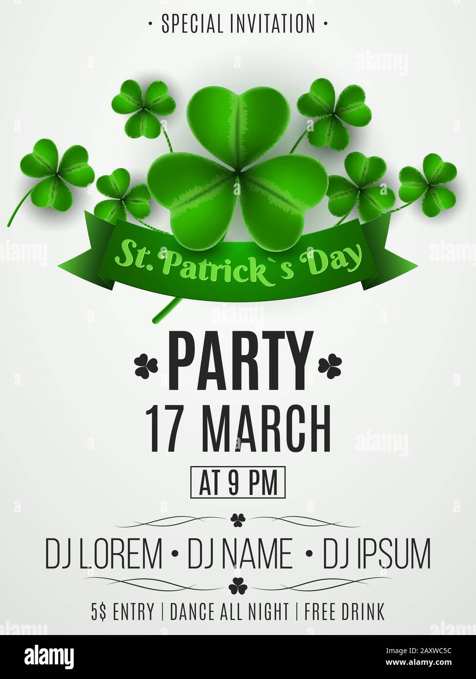 Saint Patricks Day Flyer Template For Invitation EDITABLE St.