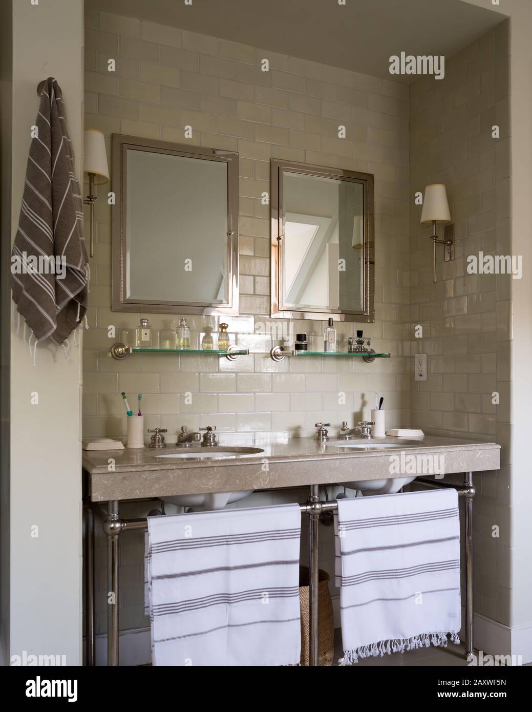 Recessed bathroom vanity Stock Photo