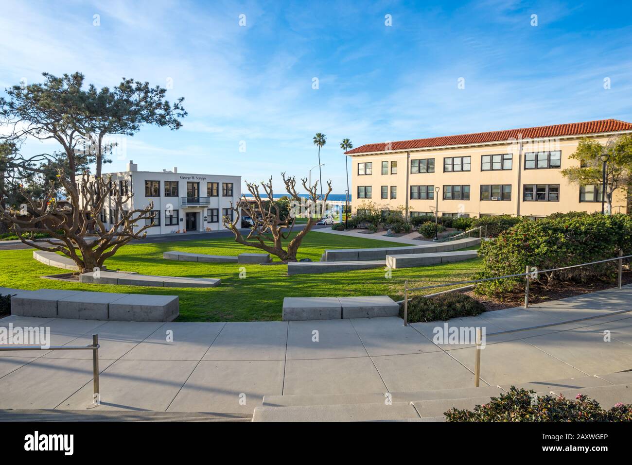 Buildings on the grounds of the Scripps Institute Of Oceanography. La Jolla, CA, USA. Stock Photo