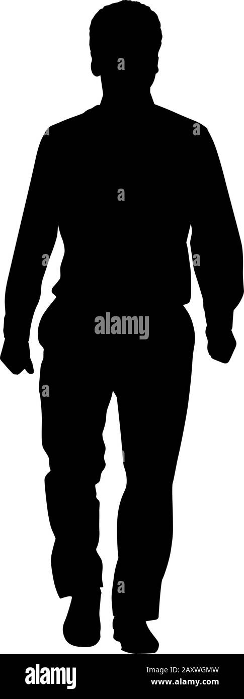 Vector people illustration. Black silhouette of walking man Stock ...