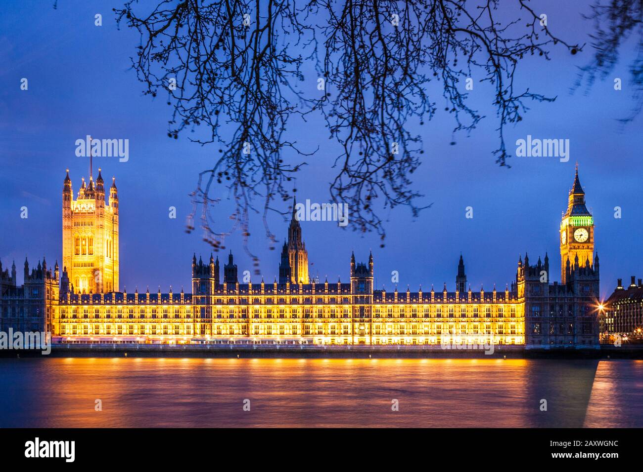 Big Ben and The Houses of Parliament along the river Thames in London