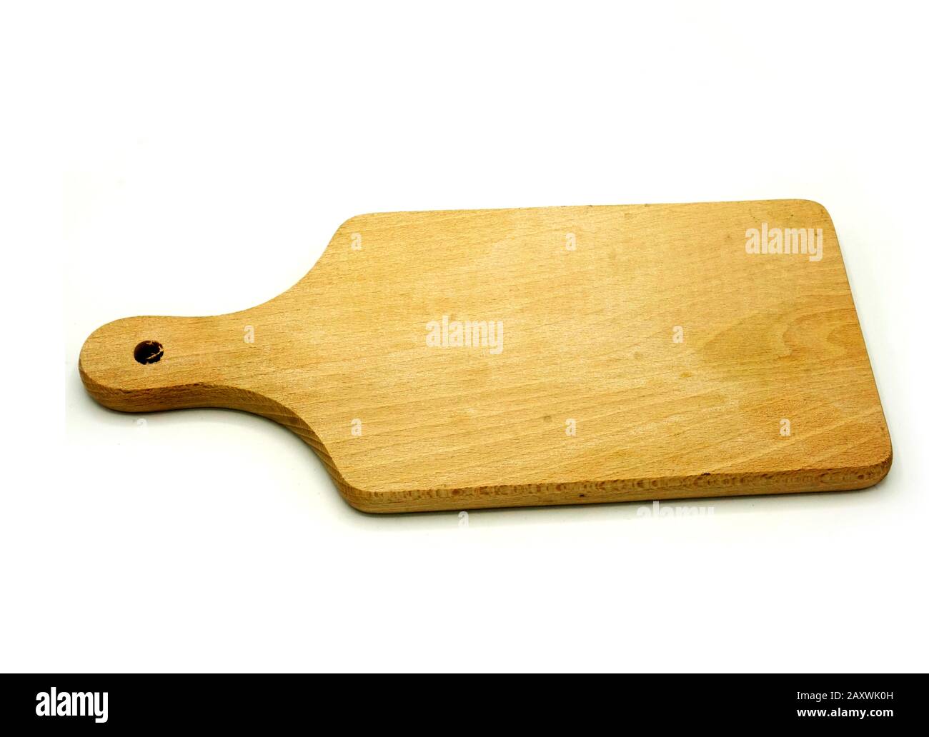 Wooden kitchen utensils on white background. Rustic cutting board Stock ...