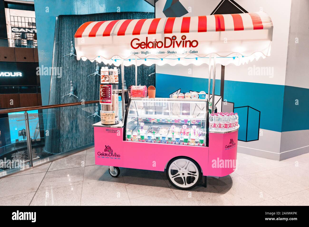 26 November 2019, UAE, Dubai Icecream stand Gelato Divino in Dubai
