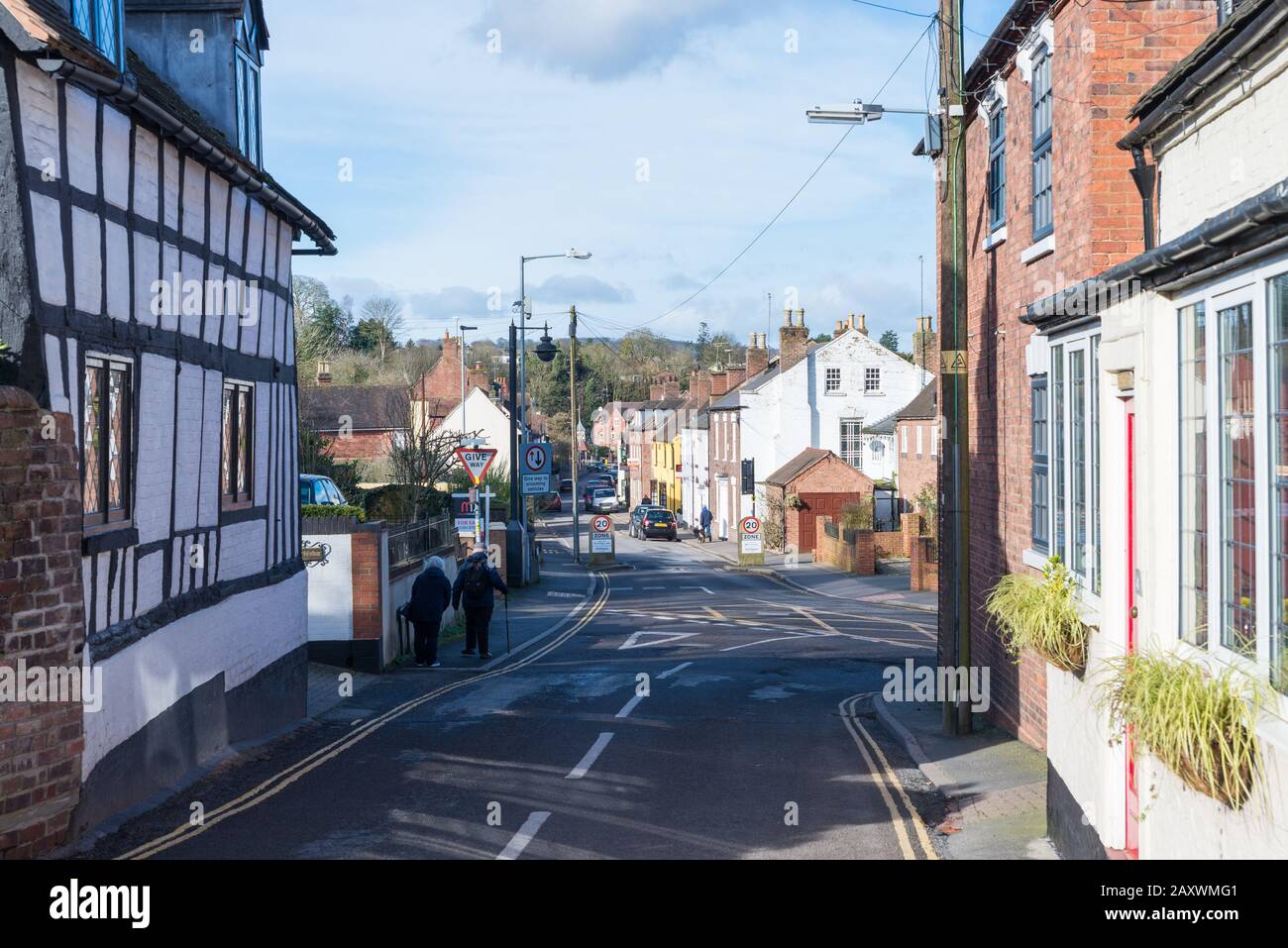View down the high street in Kinver, South Staffordshire Stock Photo