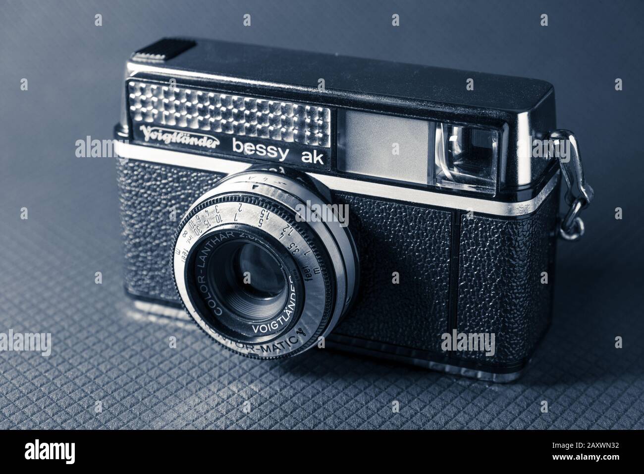 Analog Voigtlander camera from the 70s Bessy ak model, monochrome image. Stock Photo
