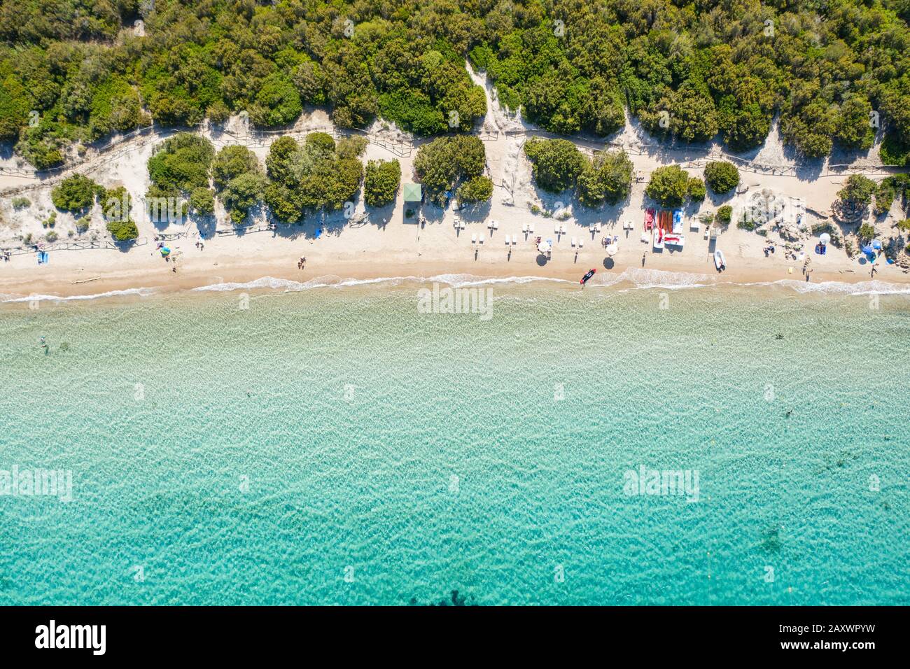 AERIAL VIEW OF THE WILD BEACH OF CAPO CODA CAVALLO,SARDINIA Stock Photo