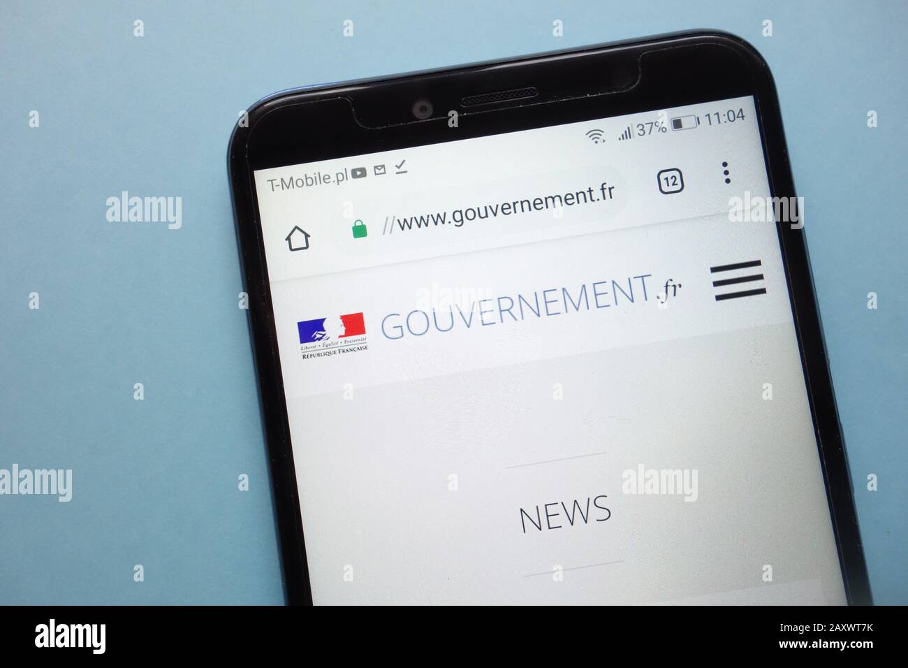 The French Government website (www.gouvernement.fr) displayed on smartphone Stock Photo