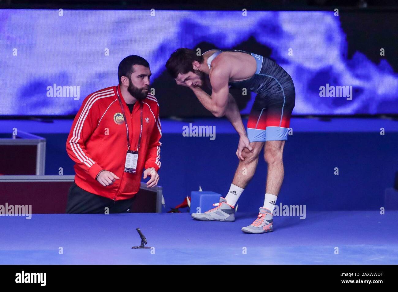 a .  shavadze (geo) category 60 kg during Wrestling Greco-Roman European Senior Championship, Roma, Italy, 12 Feb 2020, Contact Sport Wrestling Stock Photo