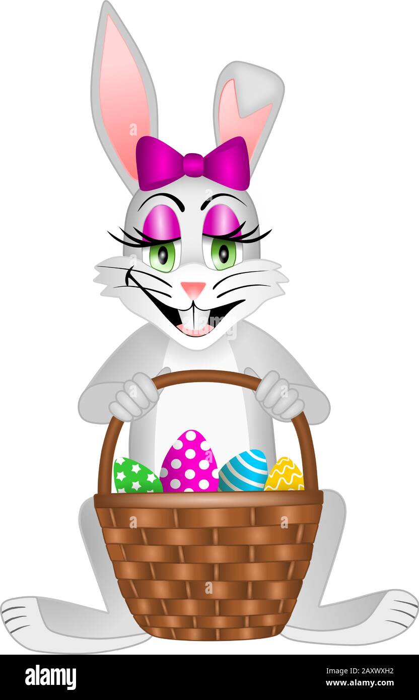 Isolated easter bunny. Female rabbit with a basket of eggs Stock Vector  Image & Art - Alamy