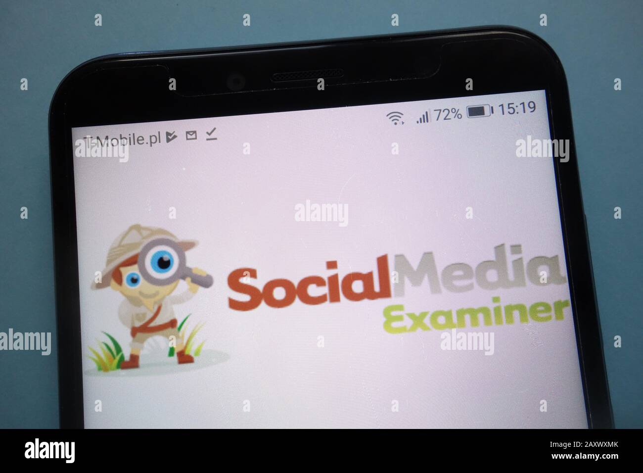 Social Media Examiner logo displayed on smartphone Stock Photo