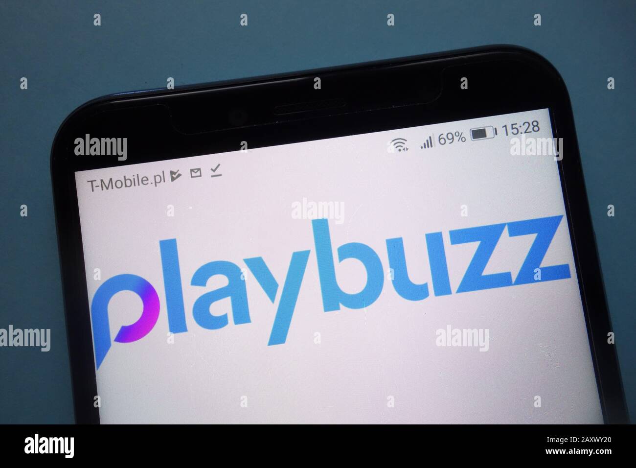 Playbuzz logo displayed on smartphone Stock Photo