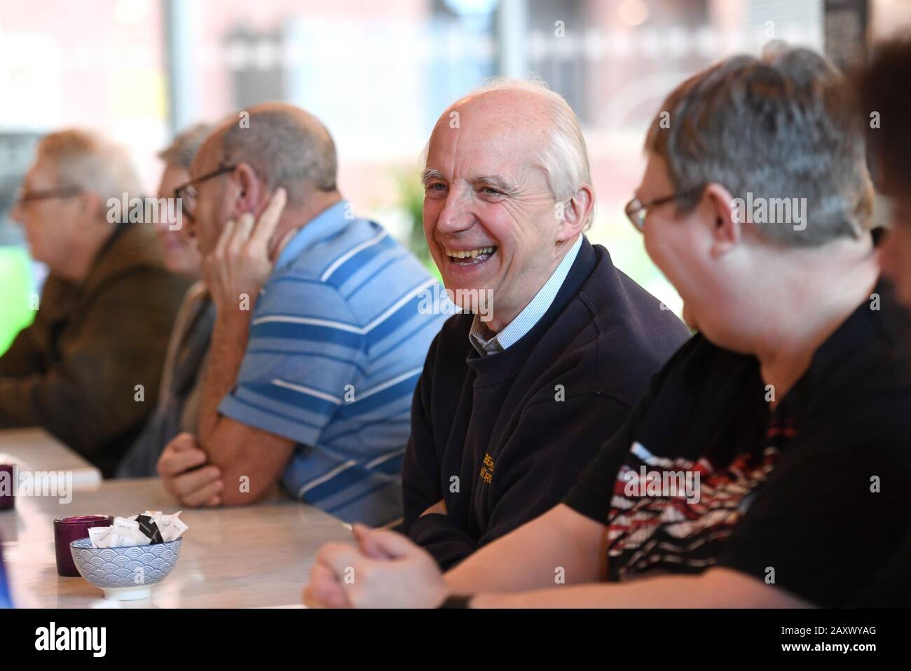 Robert Salt attends a plant-based Valentines lunch hosted by The Meatless Farm to bring together elderly members of the community, at Age UK's Arch Cafe in Leeds. PA Photo. Picture date: Thursday February 13, 2020. Photo credit should read: Anna Gowthorpe/PA Wire Stock Photo