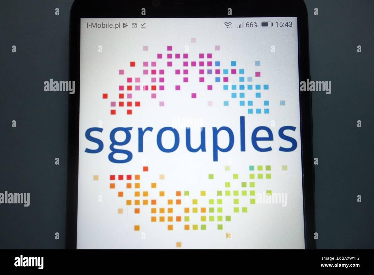 Sgrouples logo displayed on smartphone Stock Photo