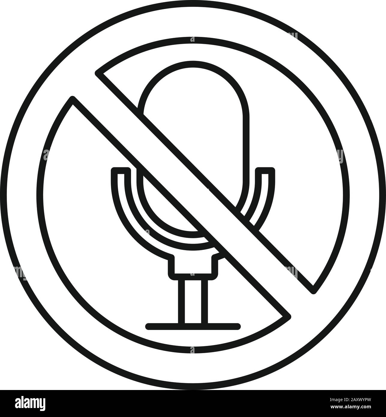 No microphone icon. Outline no microphone vector icon for web design