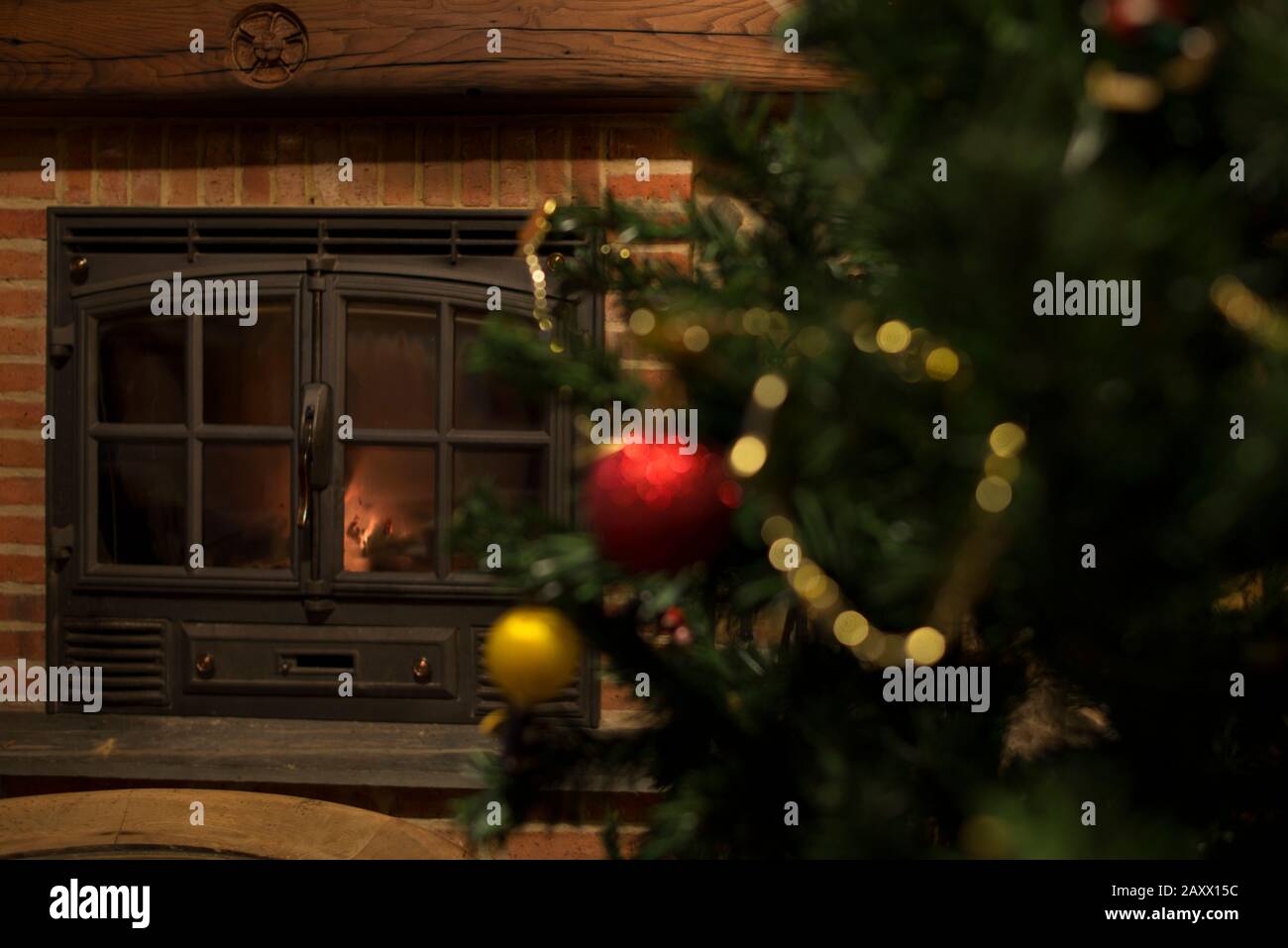 Beautiful christmas fireplace scene hi-res stock photography and images ...
