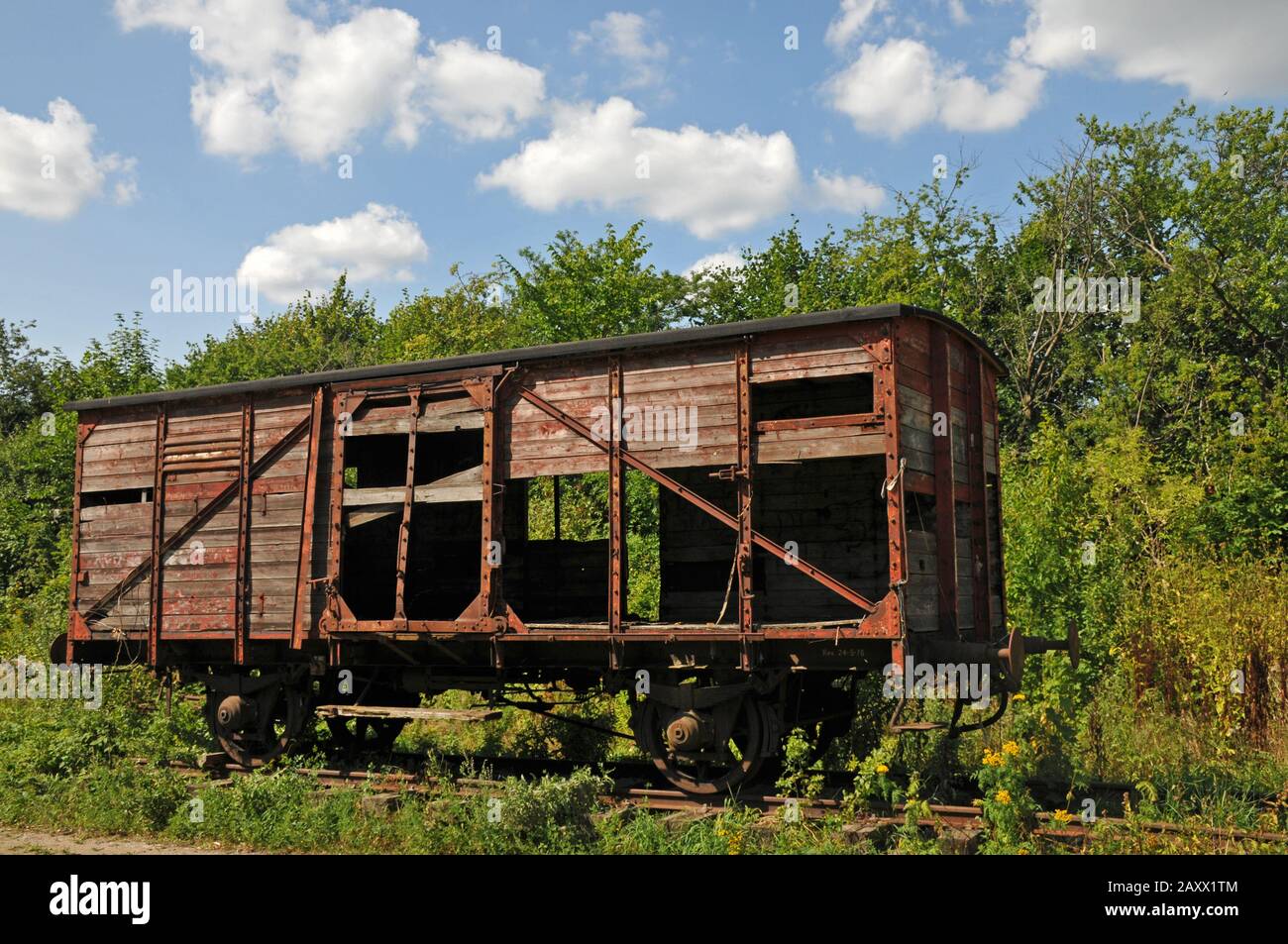 Old abandoned railway wagon Stock Photo