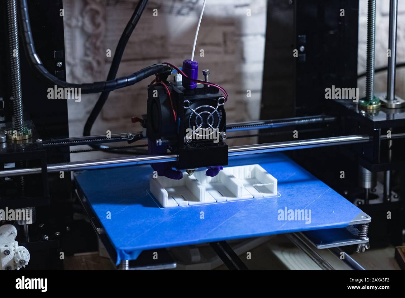 The process of printing on a 3D printer Stock Photo