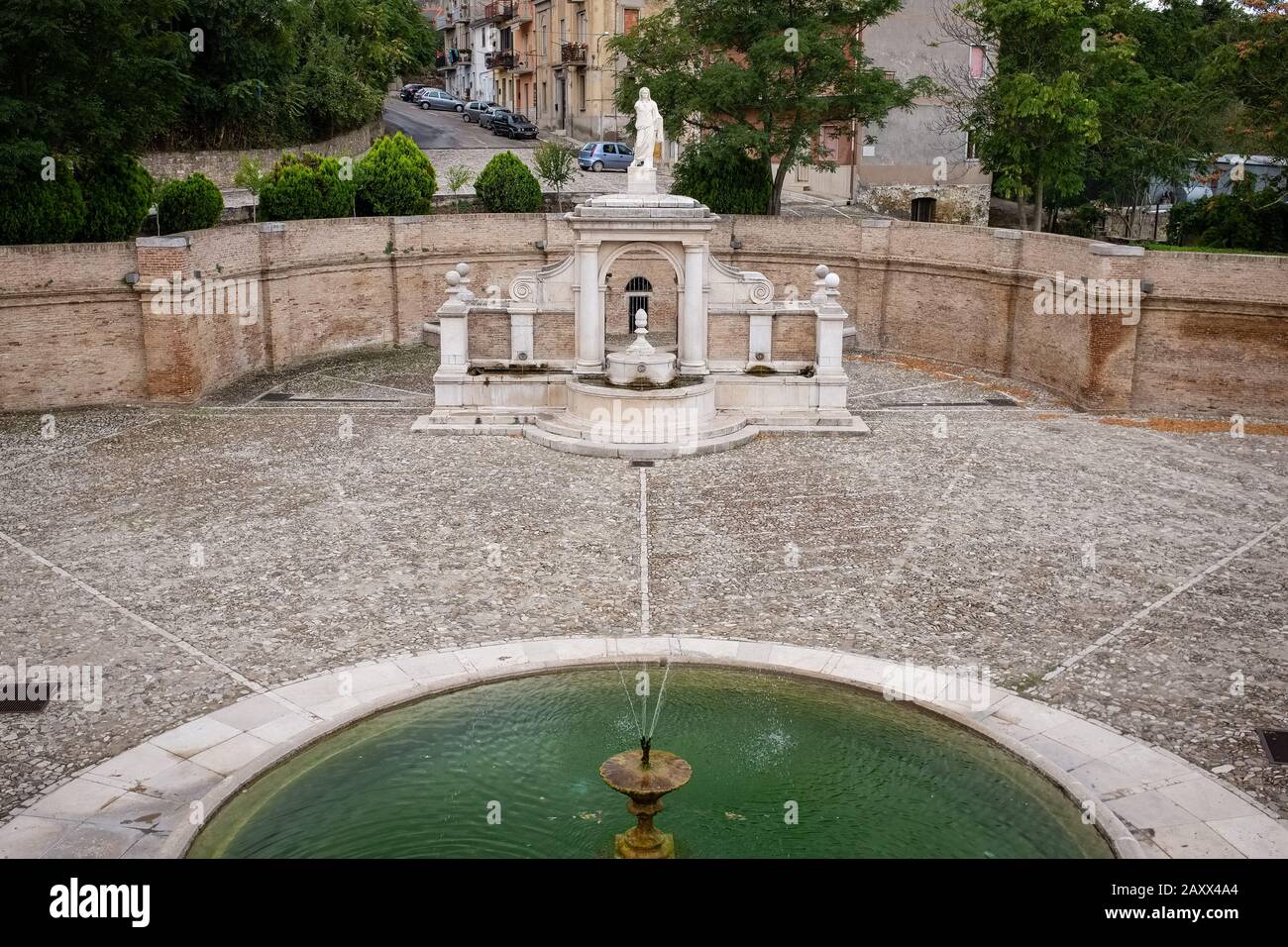 View of the monumental fountain 'Cavallina' in Genzano di Lucania. Basilicata, Italy Stock Photo