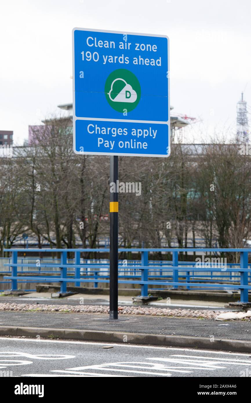Birmingham Clean Air Zone signs installed in February 2020 before a