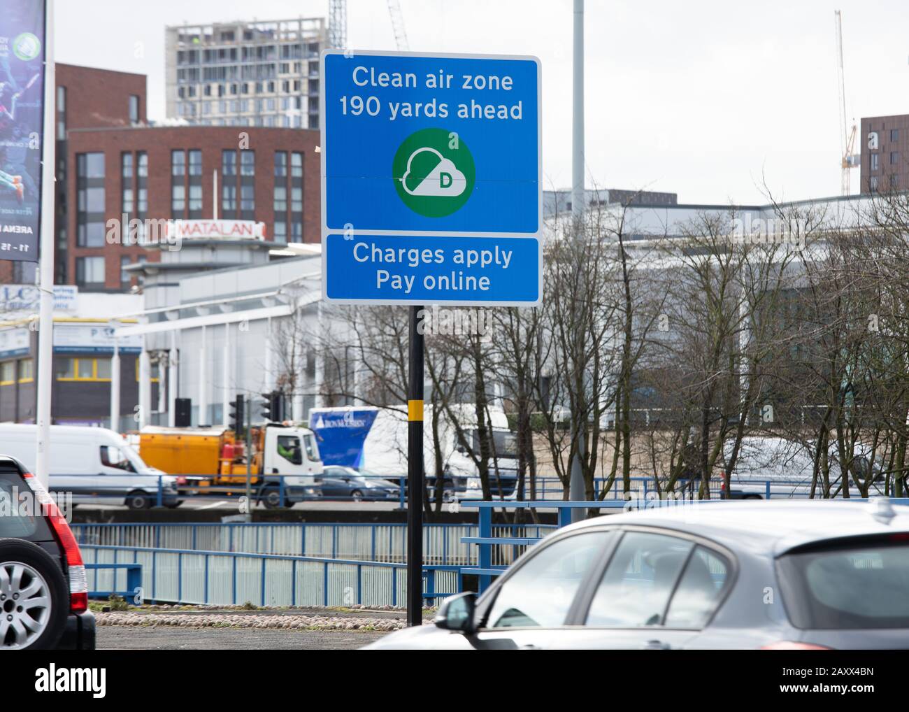 Birmingham Clean Air Zone signs installed in February 2020 before a