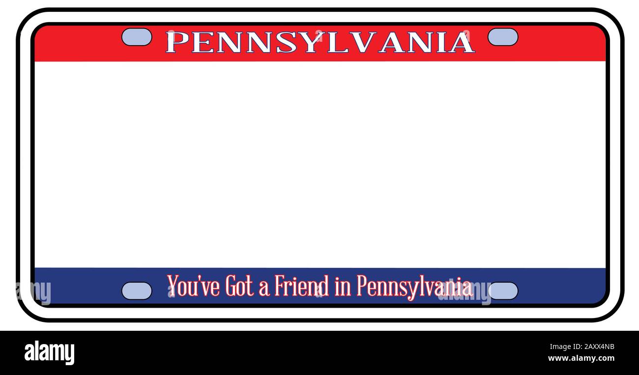 Blank Pennsylvania License Plate In The Colors Of The State Flag Over A White Background Stock Vector Image Art Alamy