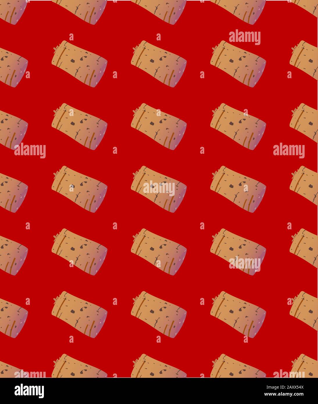 A typical red wine bottle cork as a seamless background pattern Stock Vector