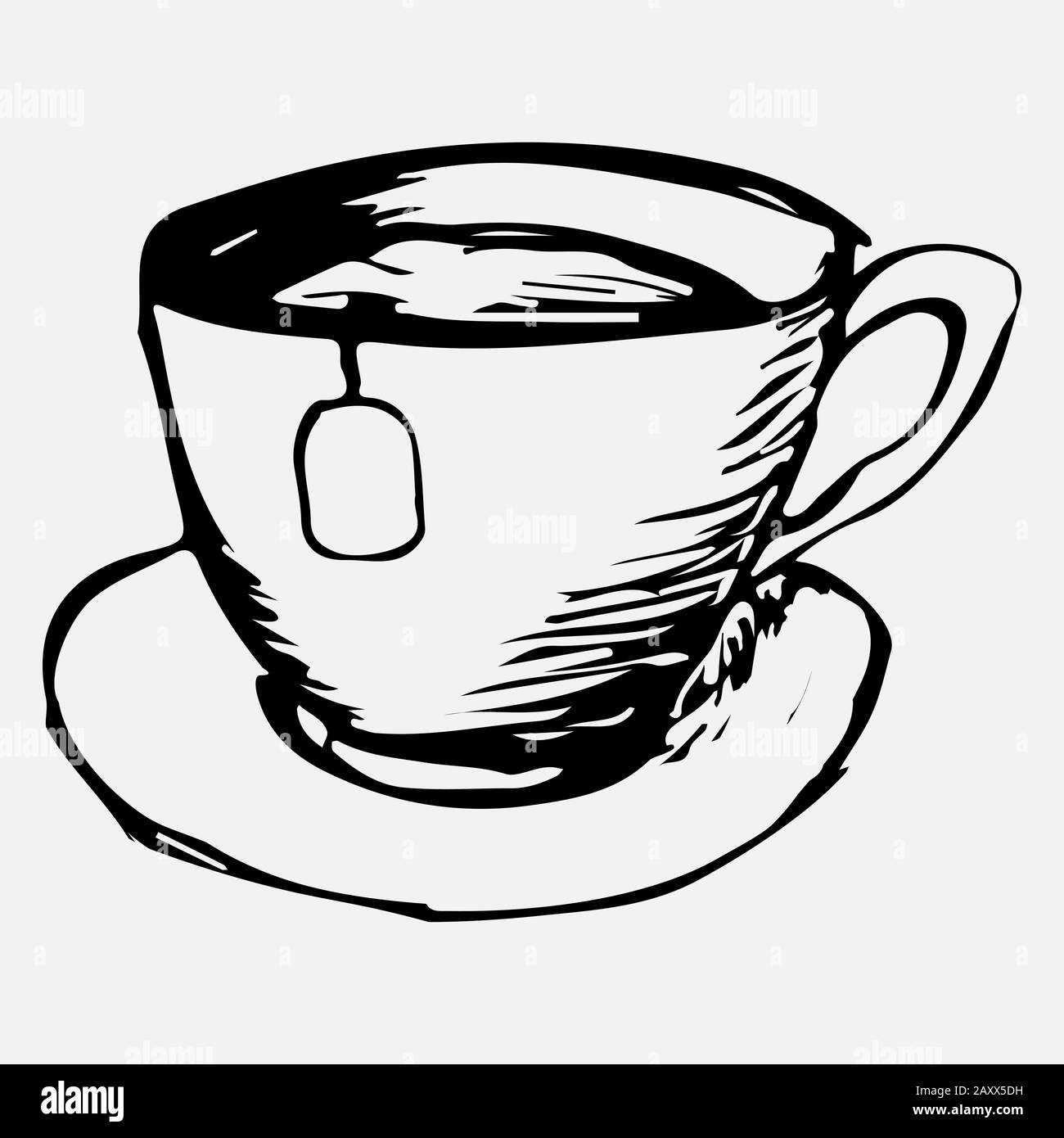 A mug of tea drawn by hand with a pencil. Stock Vector