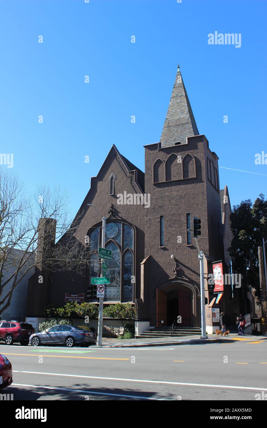 St. John's Presbyterian Church, designed by Dodge & Dolliver in 1905, Presidio Heights, San Francisco, California Stock Photo