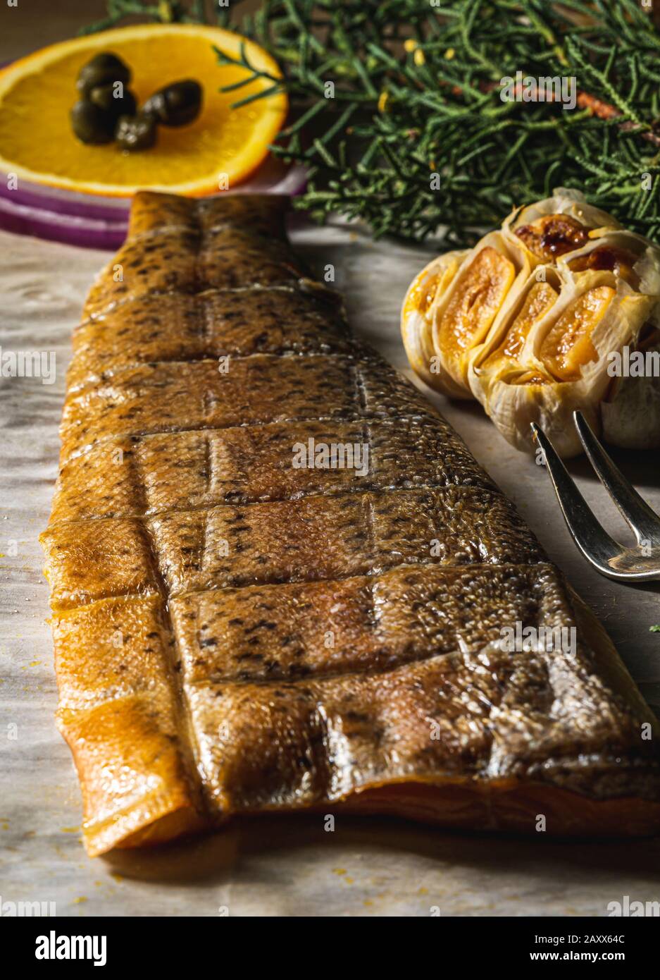 Smoked Trout fillet Stock Photo Alamy
