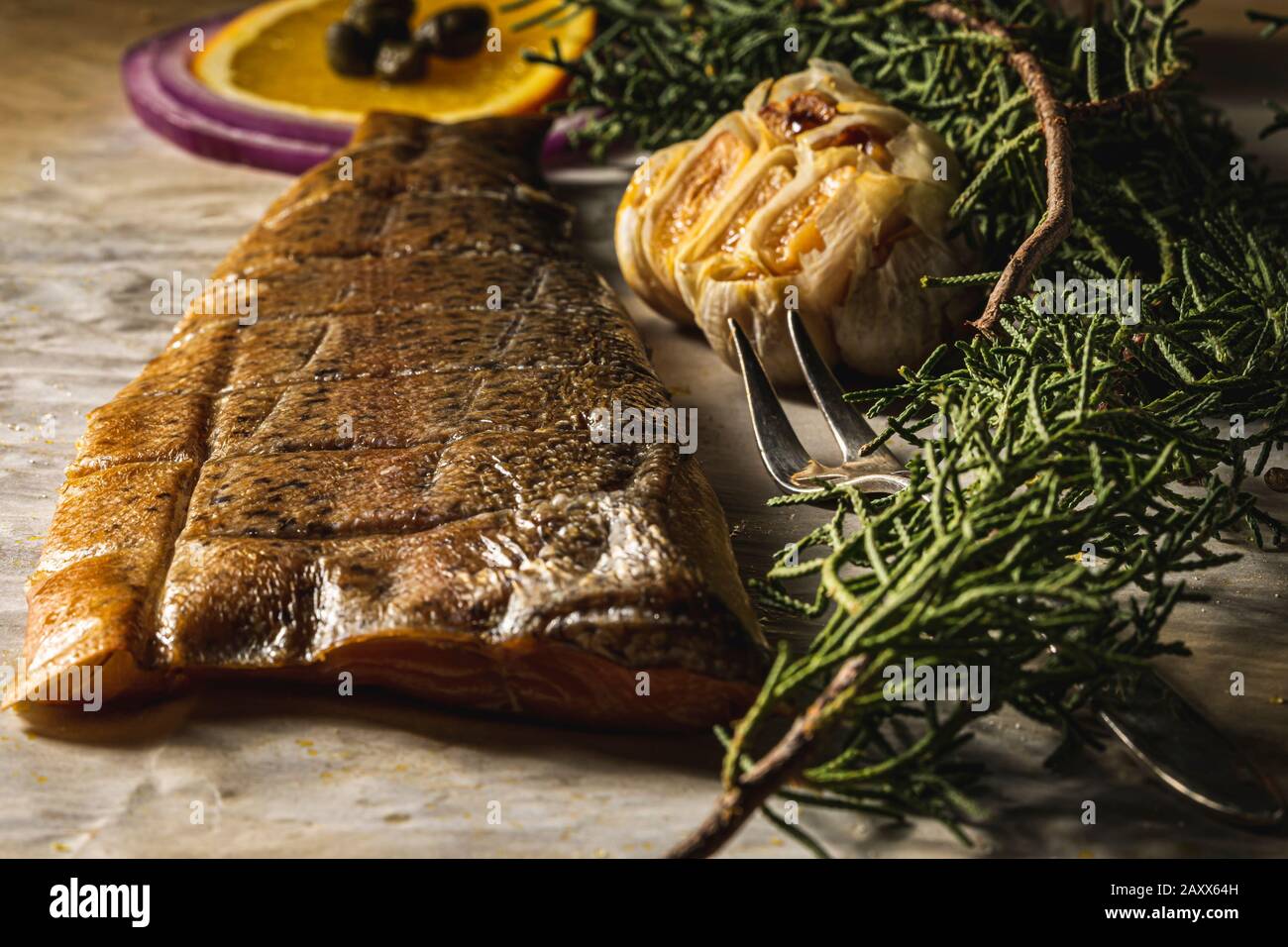 Smoked Trout fillet Stock Photo Alamy