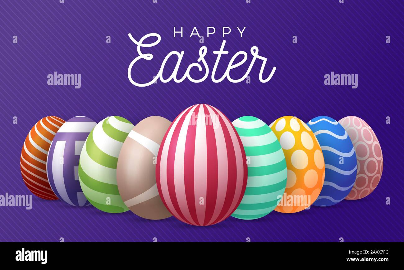 Happy easter greeting card vector illustration. A horizontal ...