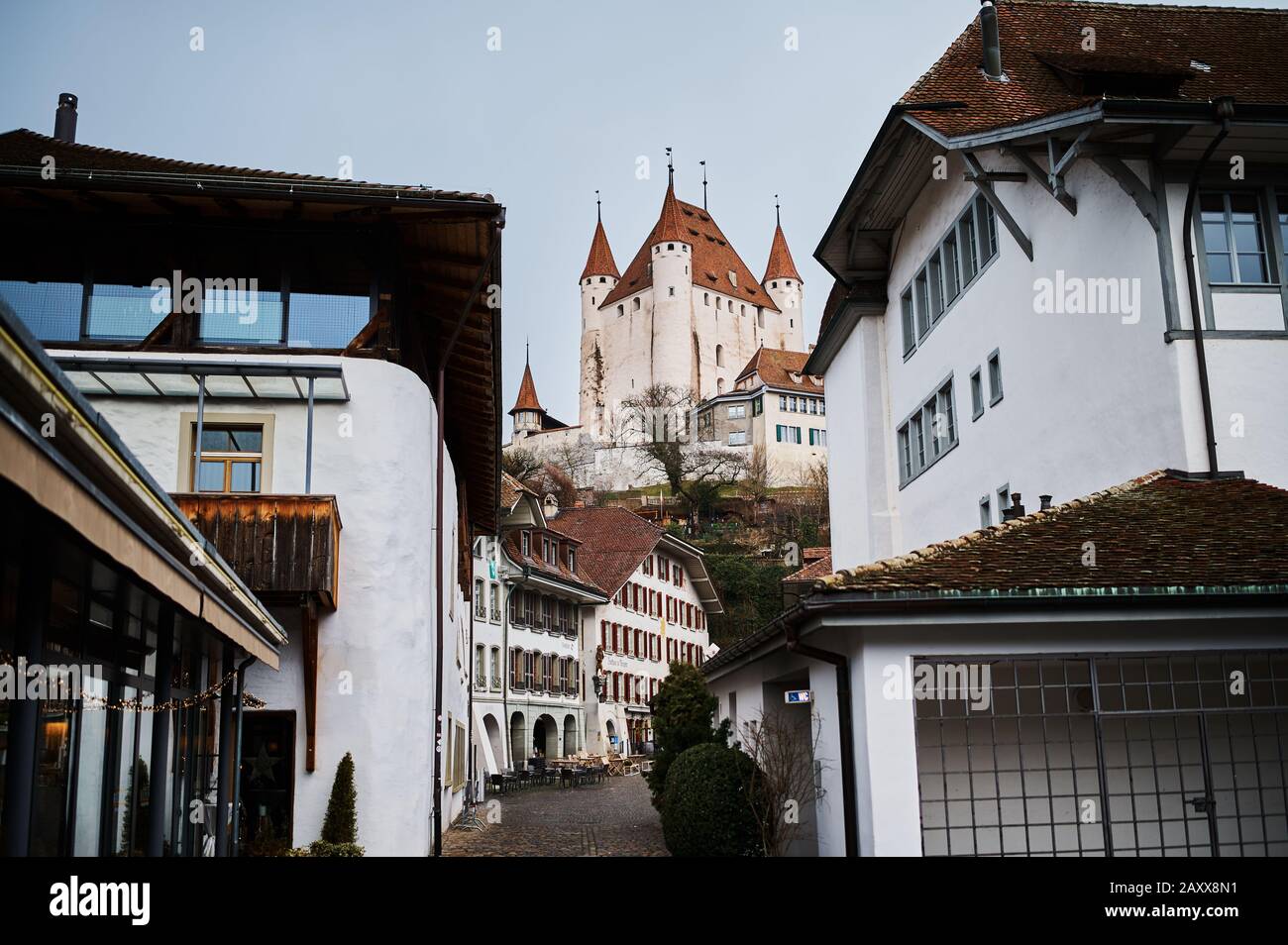 Thun castle is most dominant and beautiful building in Thun, Switzerland Stock Photo