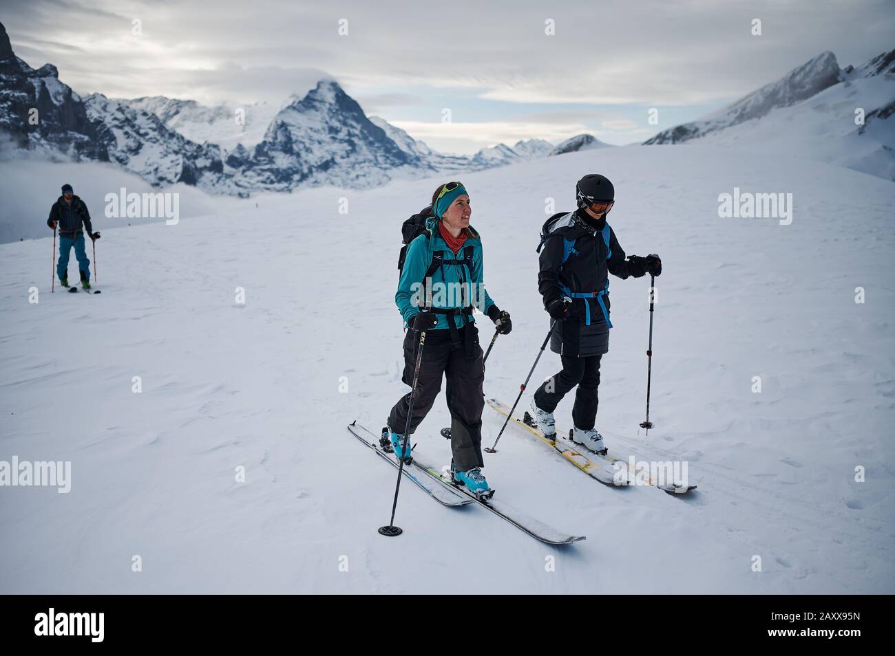 Tour skiing in Bernese Oberland, Switzerland Stock Photo