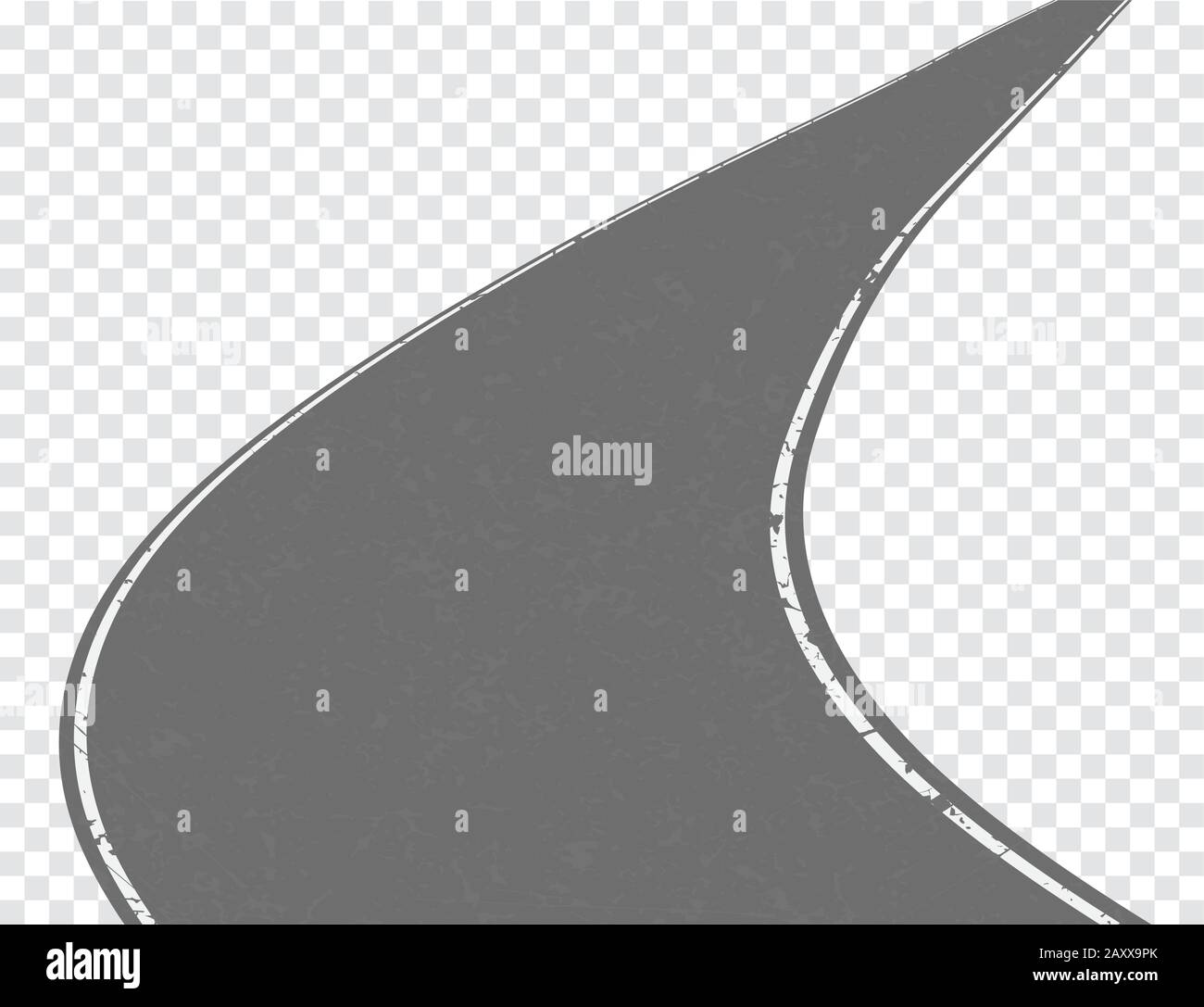 One lane road vector winding road isolated on transparent background