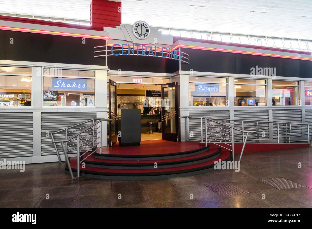 Central Diner in Terminal four at JFK International Airport, NYC, USA Stock Photo
