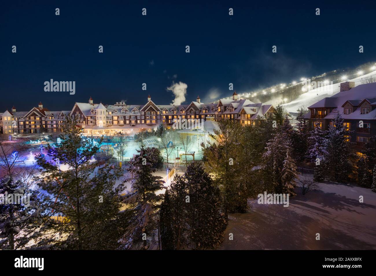 Close Up View Of The Blue Mountain Resort In Collingwood, Ontario Stock Photo