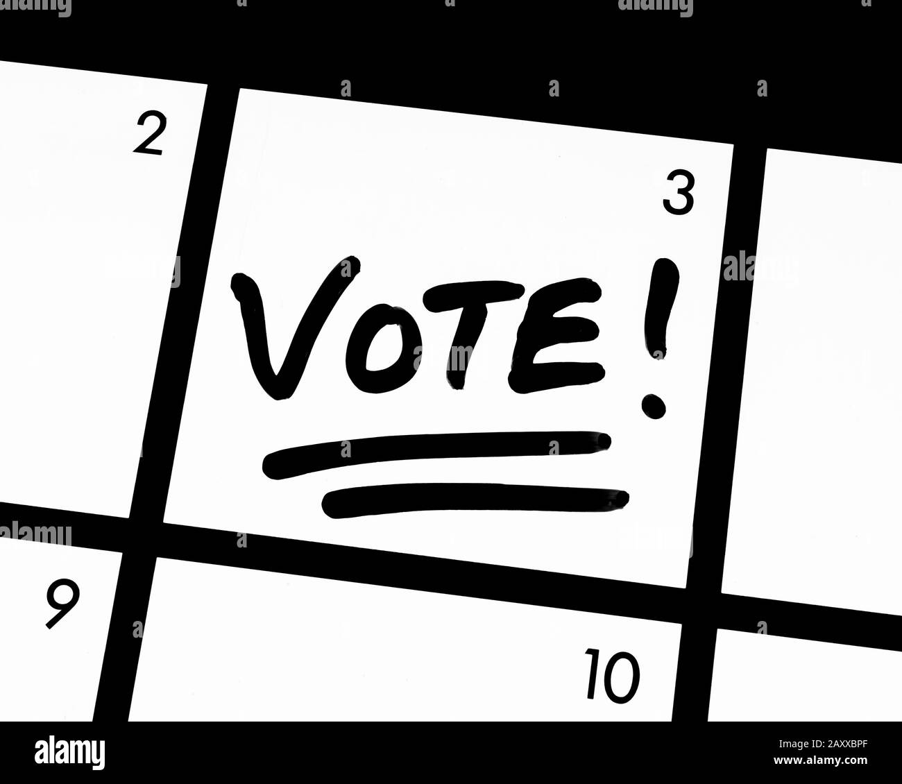 Close-up of a VOTE! calendar entry. Stock Photo