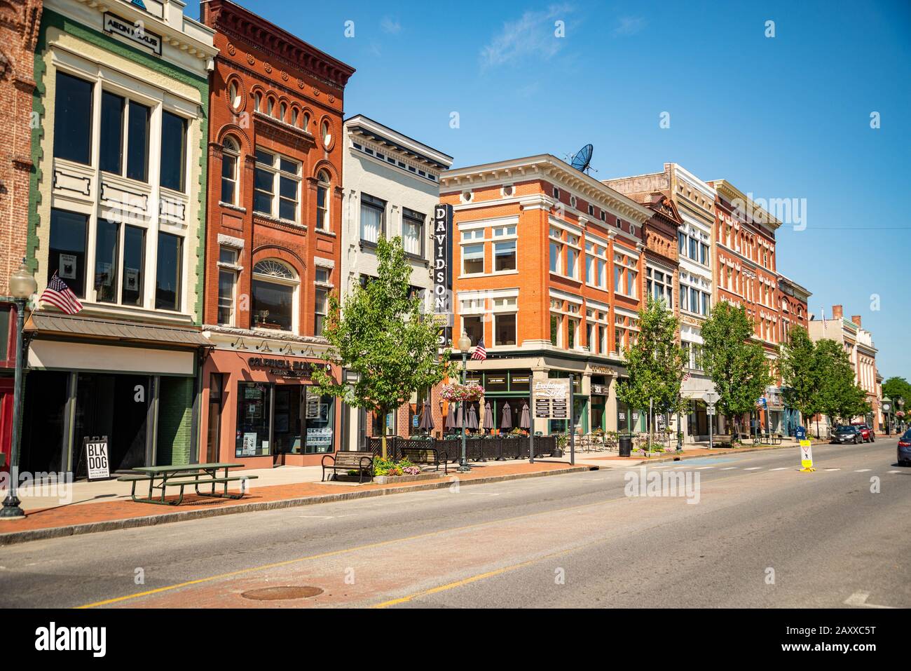 SARATOGA SPRINGS, NY JUNE 23, 2019 Exterior of a brick building in