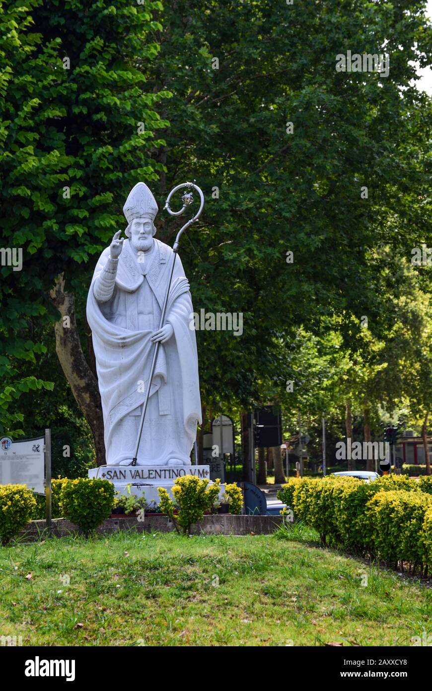 Valentine's day. Statue of Valentine who protects lovers Stock Photo