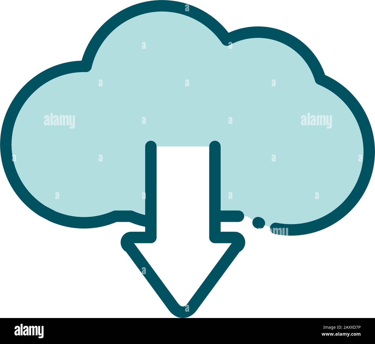 cloud computing download arrow data social media line and fill vector illustration Stock Vector